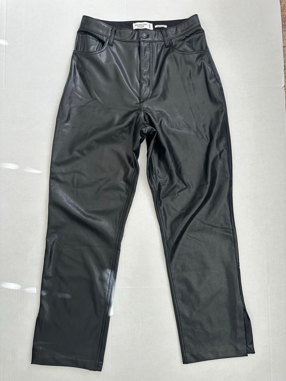 Abercrombie Curve Love The 90s Straight Vegan Leather Ultra High Rise Size 30